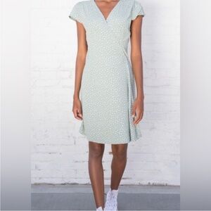 Brandy Melville Green Floral Wrap dress